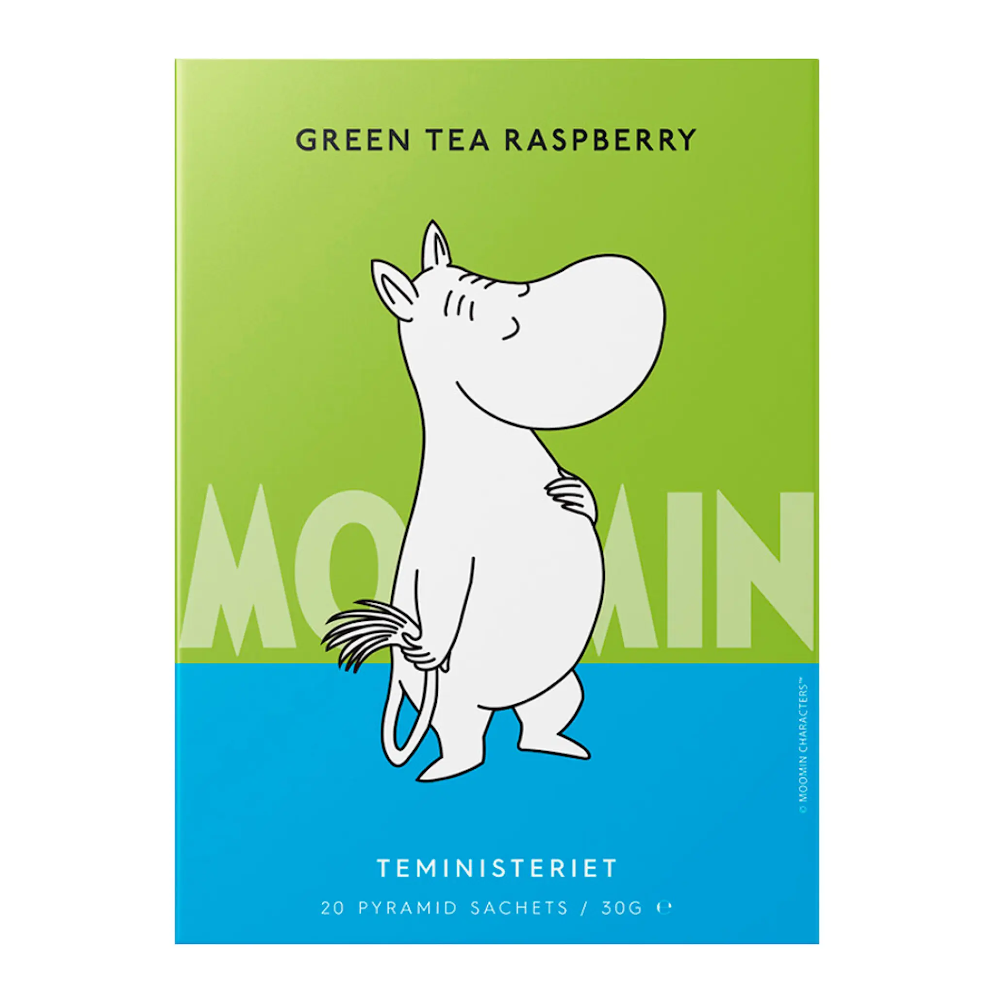 Moomin Mumin pyramidpåse Mumintrollet grönt te hallon 20-pack