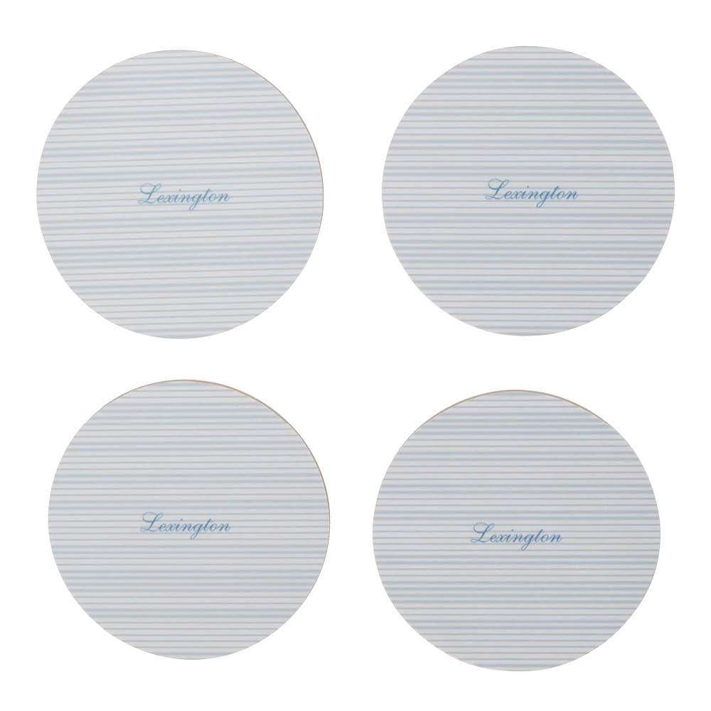Lexington Glasunderlägg dubbelsidig 9 cm 4-pack vit/blå