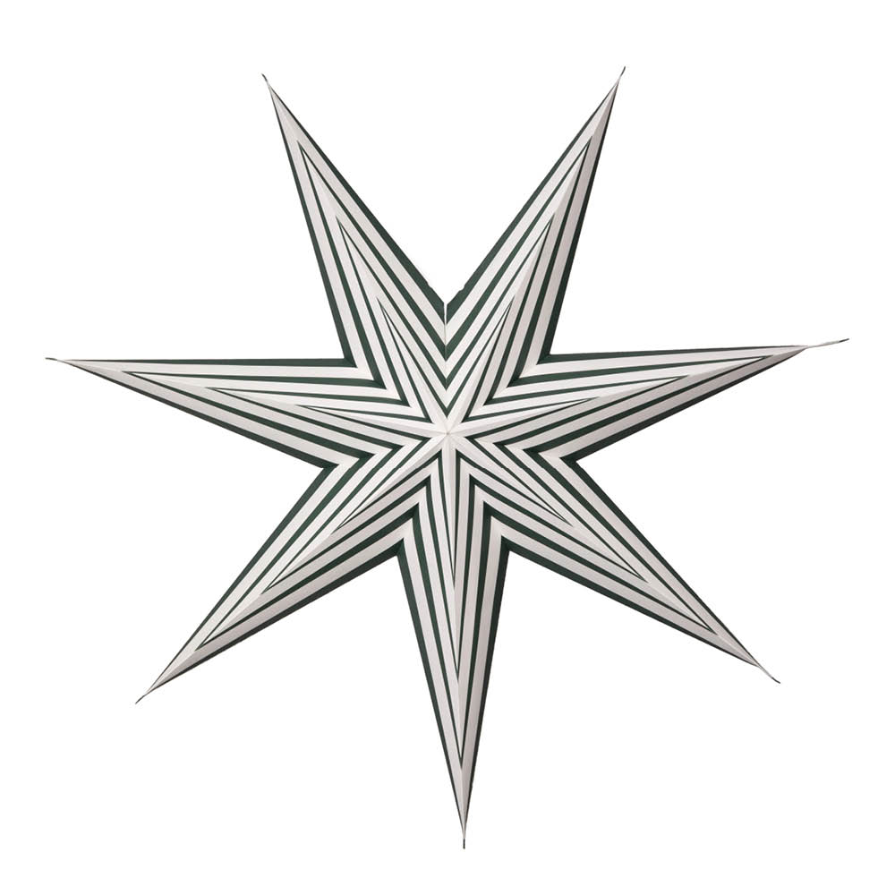 Star Trading Stripe joulutähti 60 cm valkoinen vihreällä raidalla