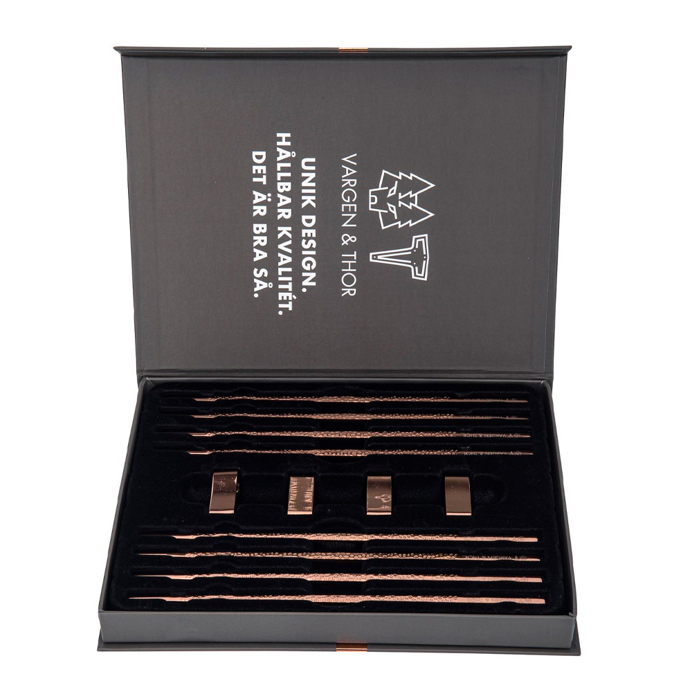 Vargen & Thor Frost Kito ätpinnar 4 par med hållare koppar