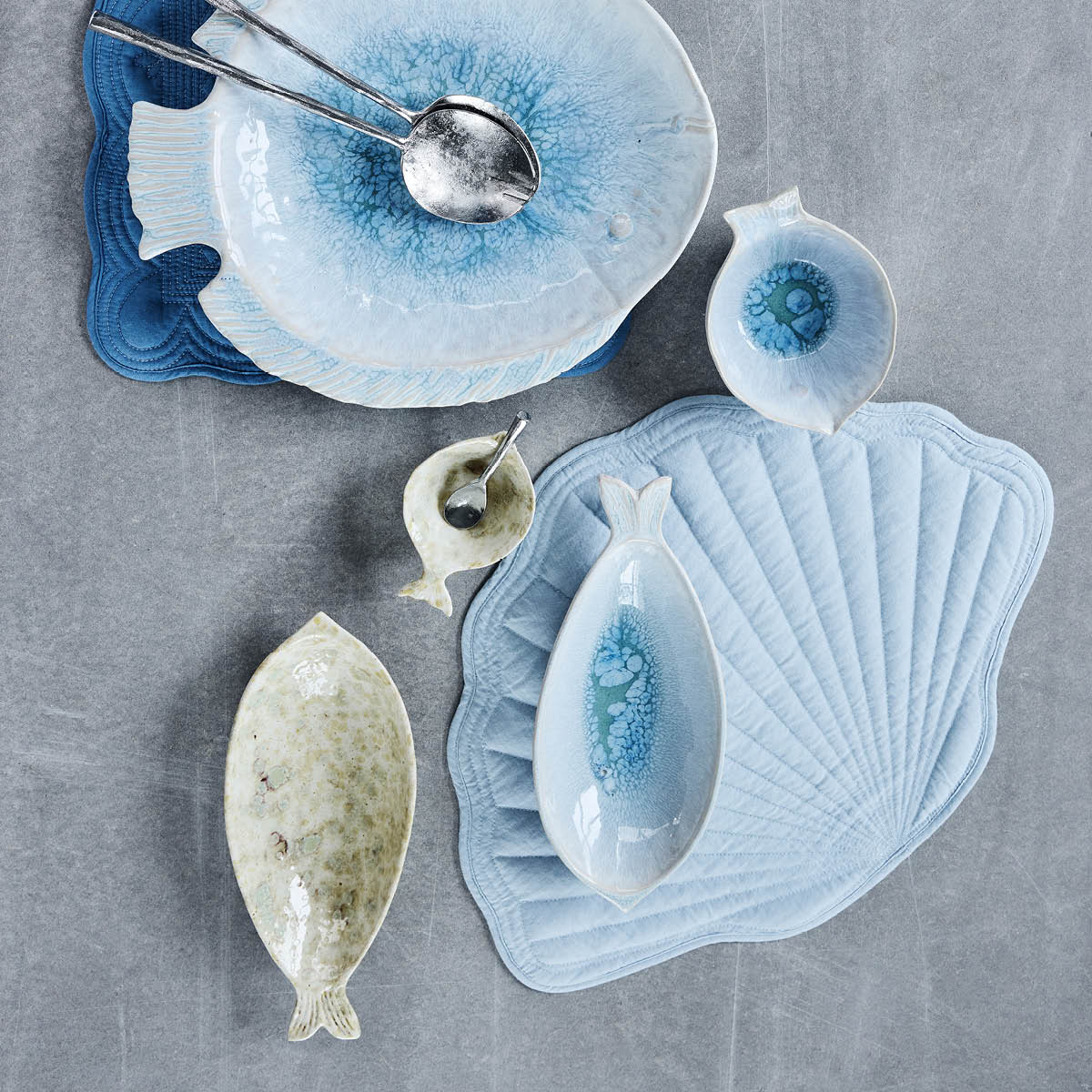 Lene Bjerre Marinelle serveringsfat fisk 28 cm linen