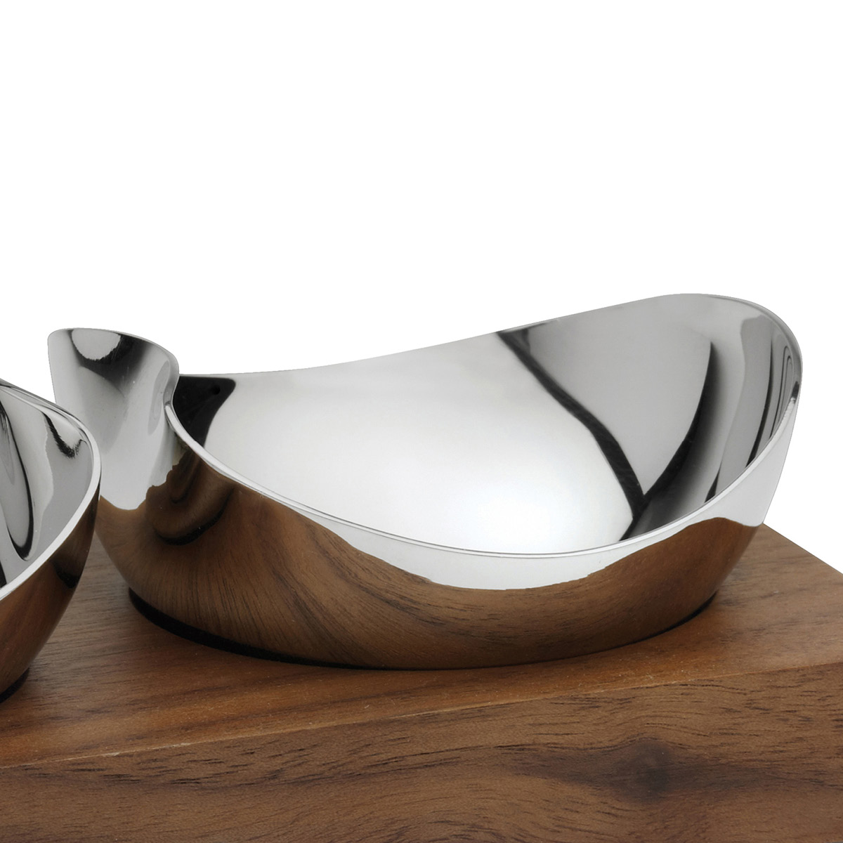 Robert Welch Drift Pinch Pot Set 2 skålar med 1 bricka stål/valnöt