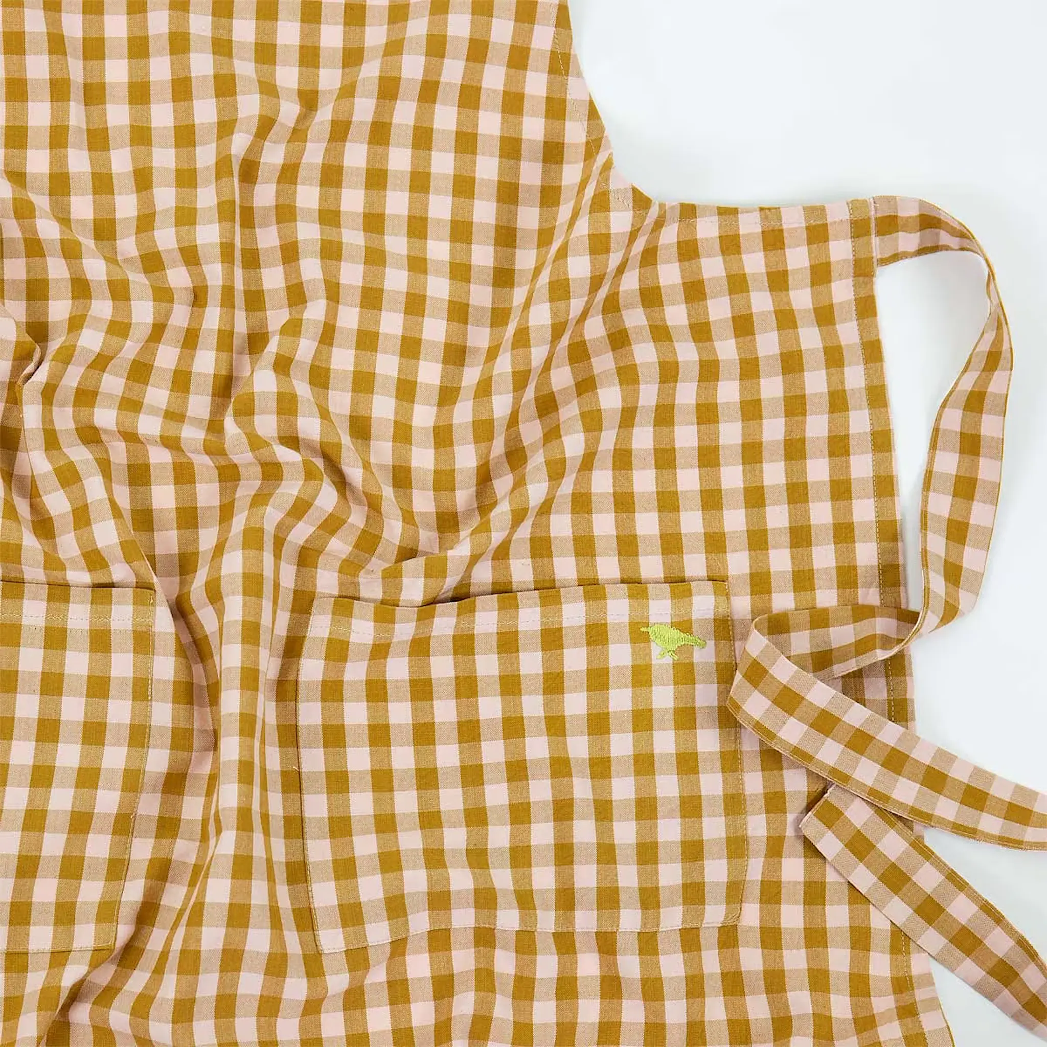 A World of Craft Maria förkläde 70x82 cm rosa/senapsgul