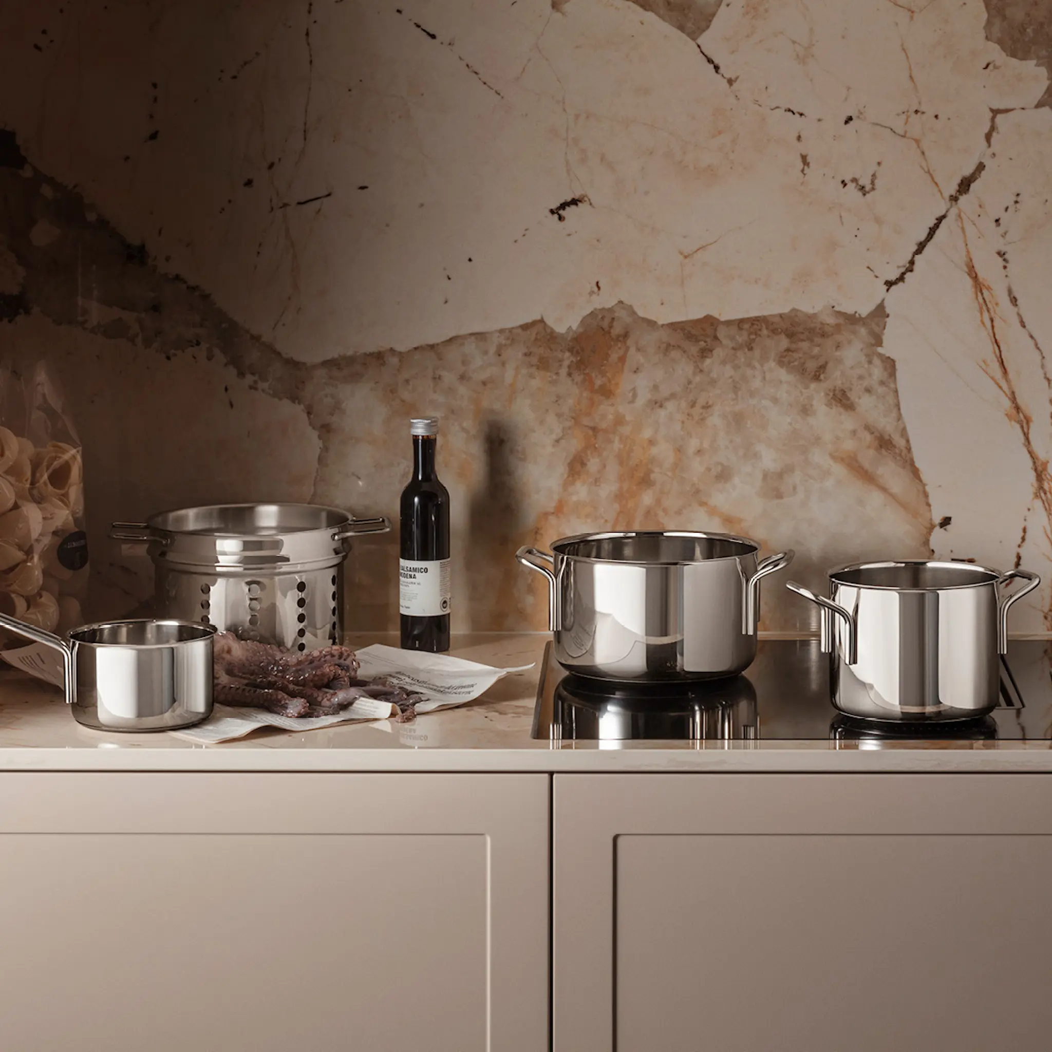 Eva Trio Stainless Steel gryteset 5 delar med pastainsats