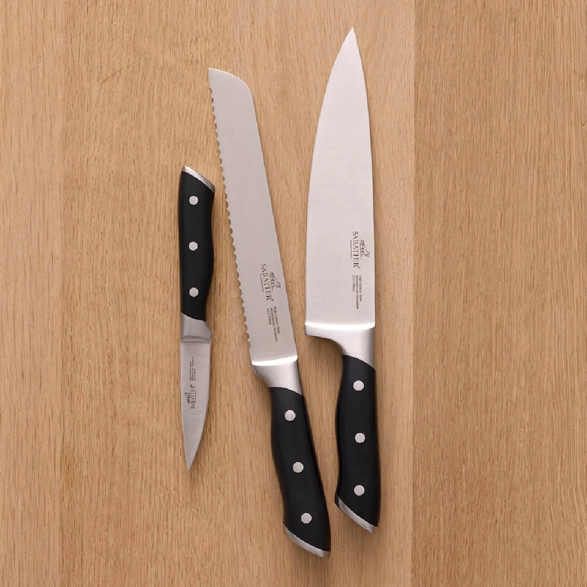 Lion Sabatier Hercules knivset 3 delar stål/svart