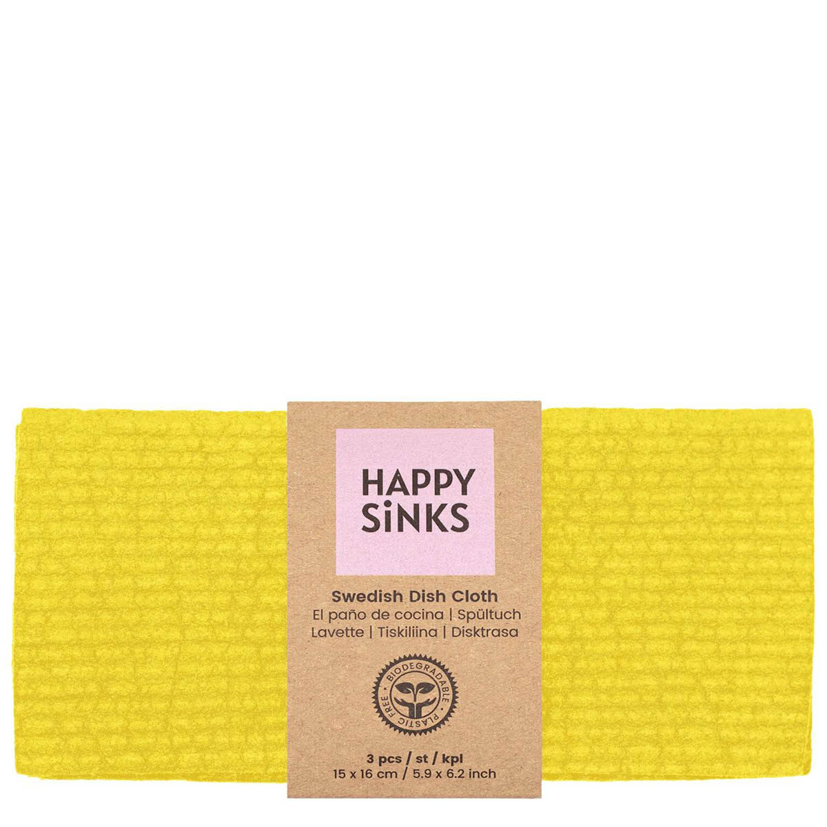 Happy Sinks Disktrasa 17x20 cm 3-pack Swedish gul