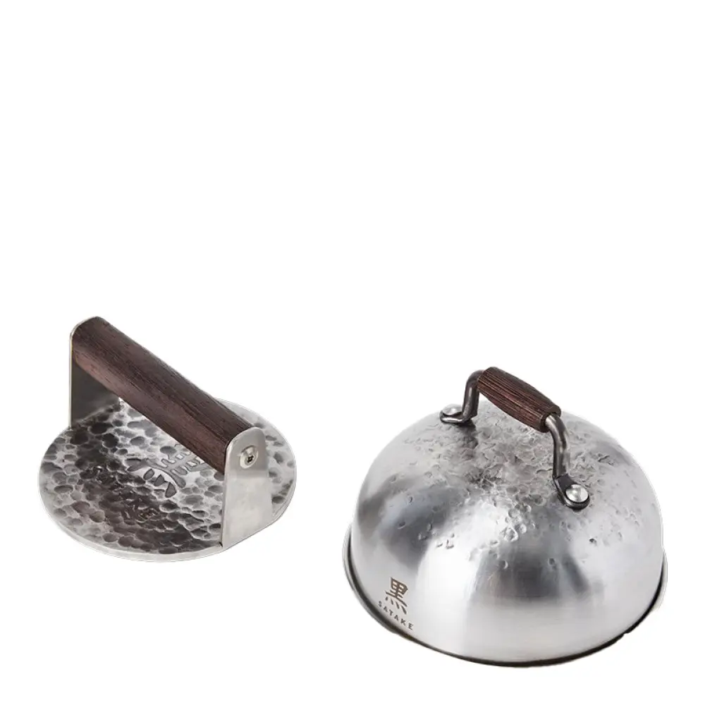 Kuro burgerpresse smashjern sett 2 deler brun/rustfri