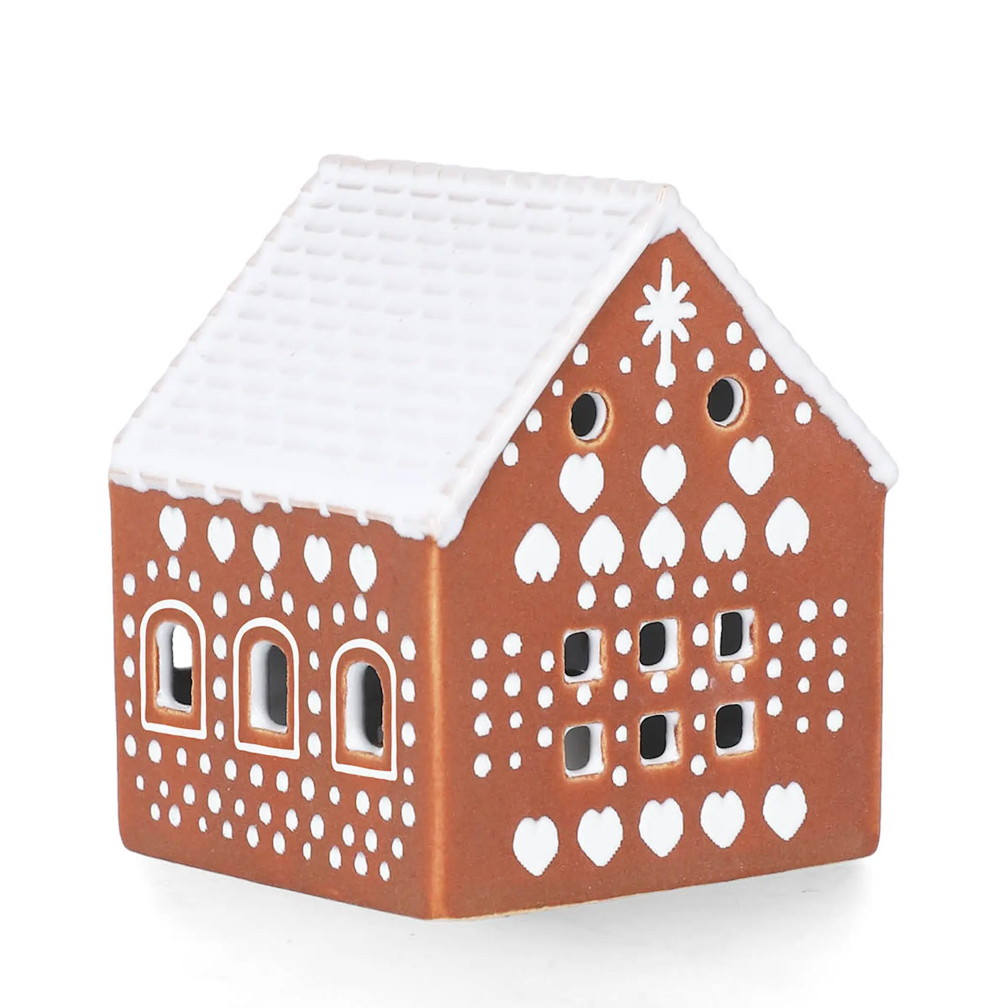 Kähler Pepparkakshus ljushus Lada LED 7,5 cm brun