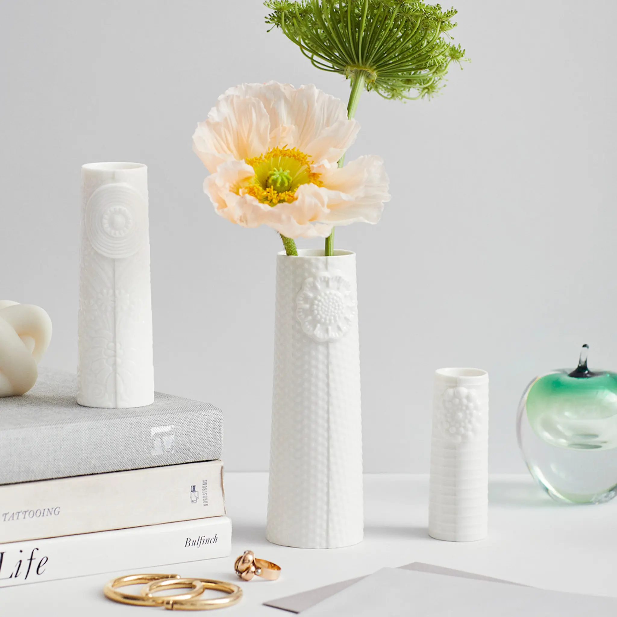 Dottir Pipanella Lines Maljakko 18,1 cm Valkoinen