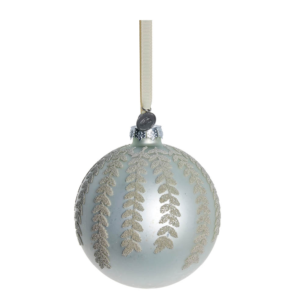 Lene Bjerre Perline julkula 10 cm blad antiksilver/benvit