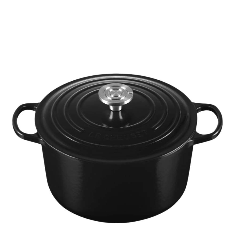 Le Creuset Signature støpejernsgryte dyp rund 6,3L 26 cm black/crucible knob
