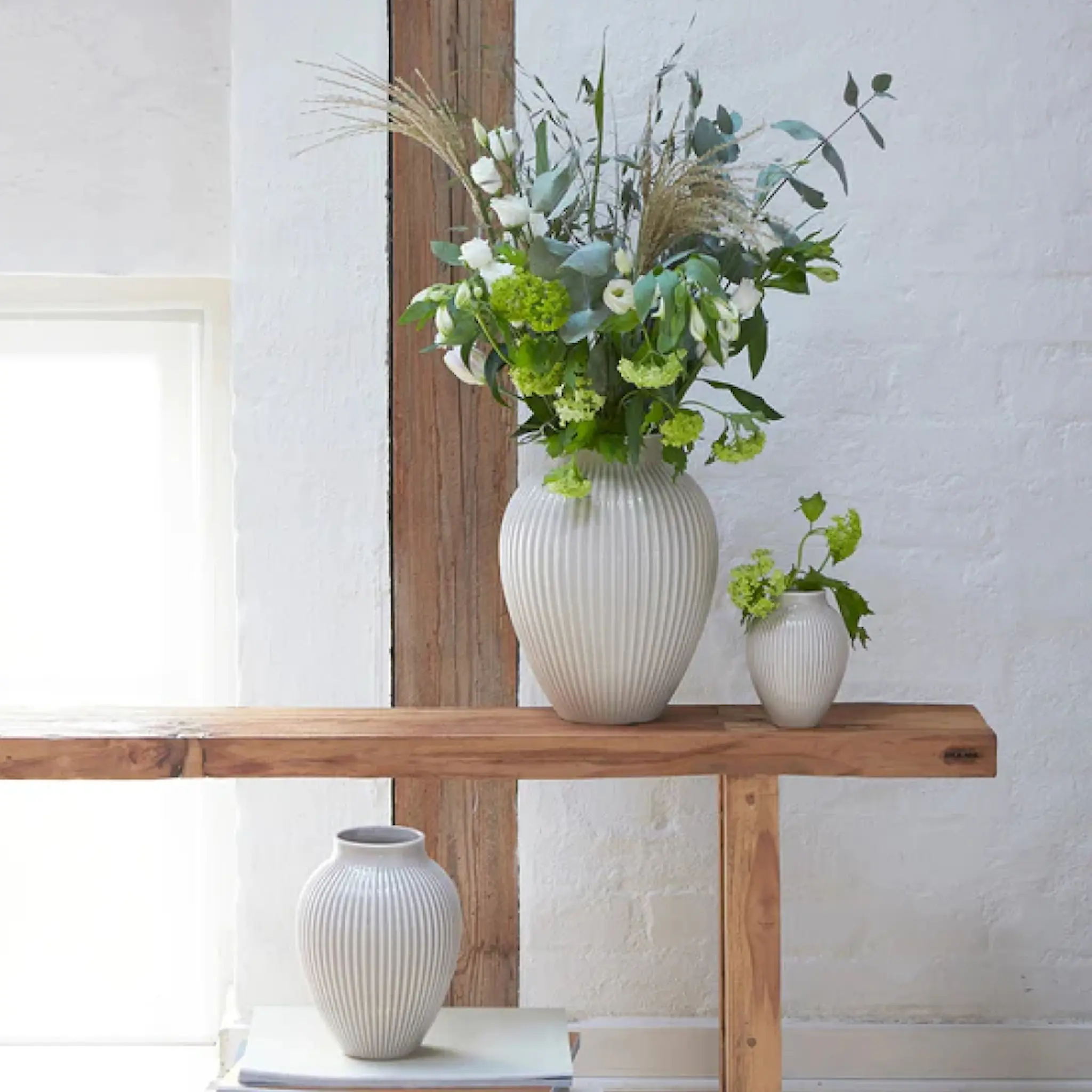 Knabstrup Keramik Ripple Maljakko 27 cm Valkoinen