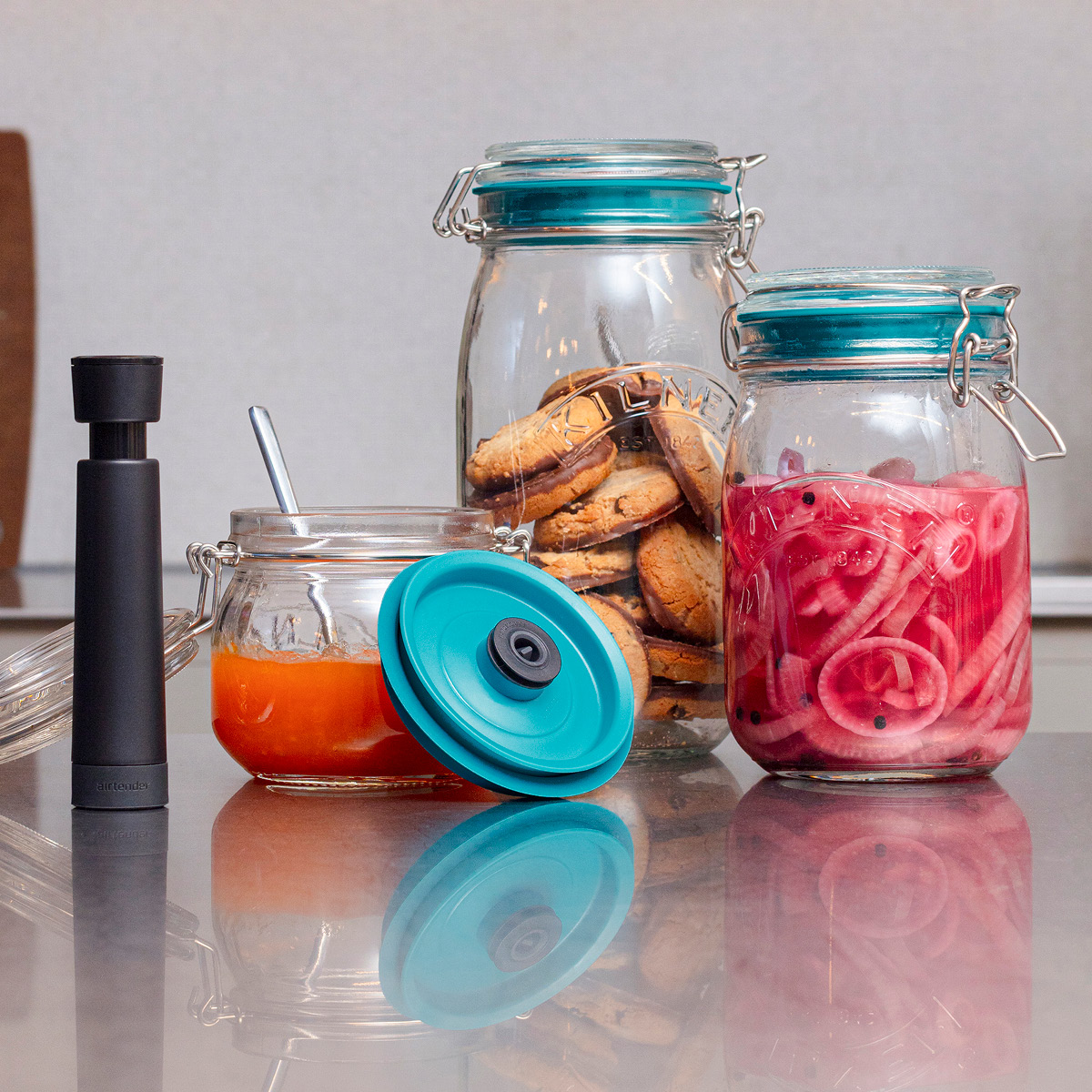 Airtender Set tre lock en pump tre stoppers grön