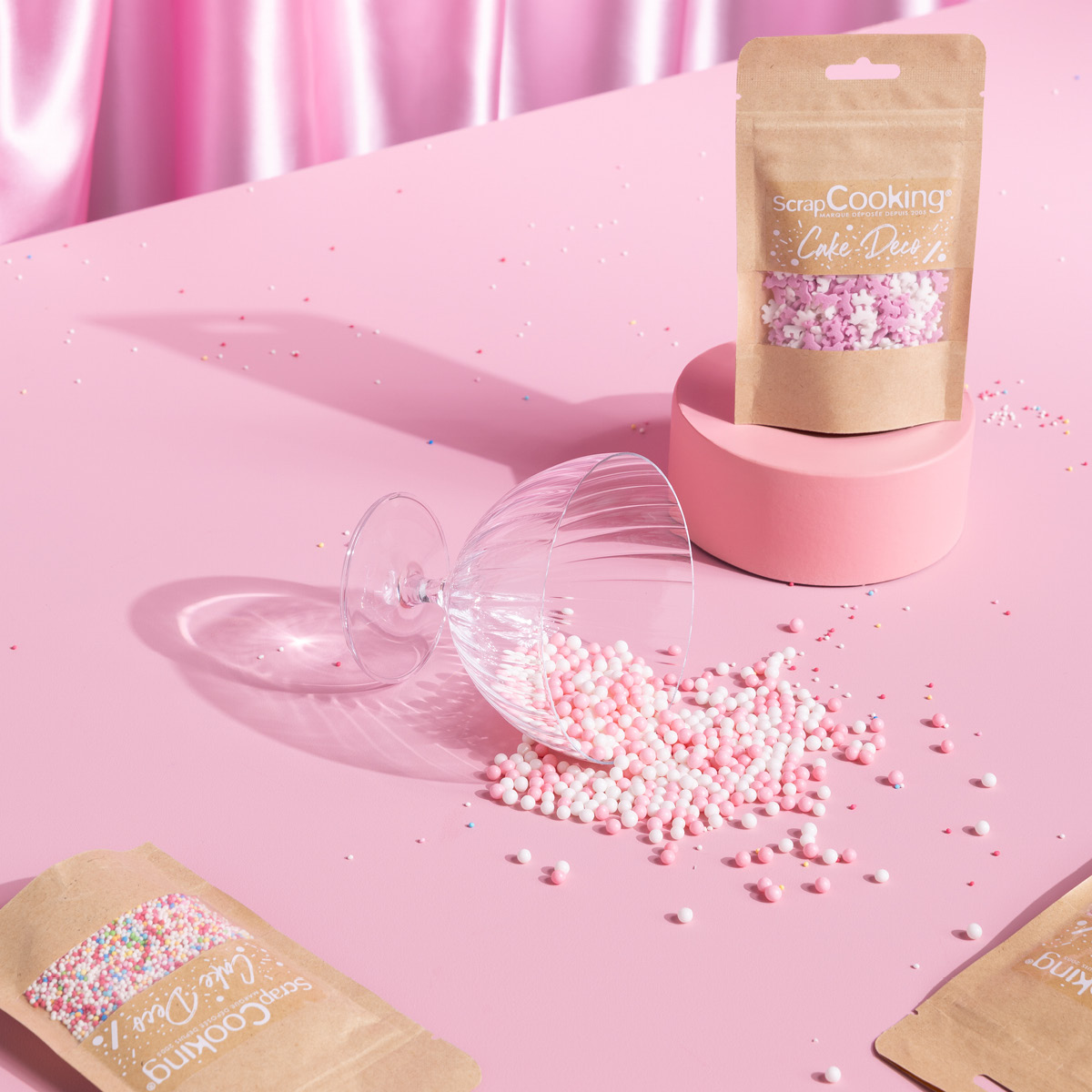 ScrapCooking Strössel små kulor 55 g rosa/vit