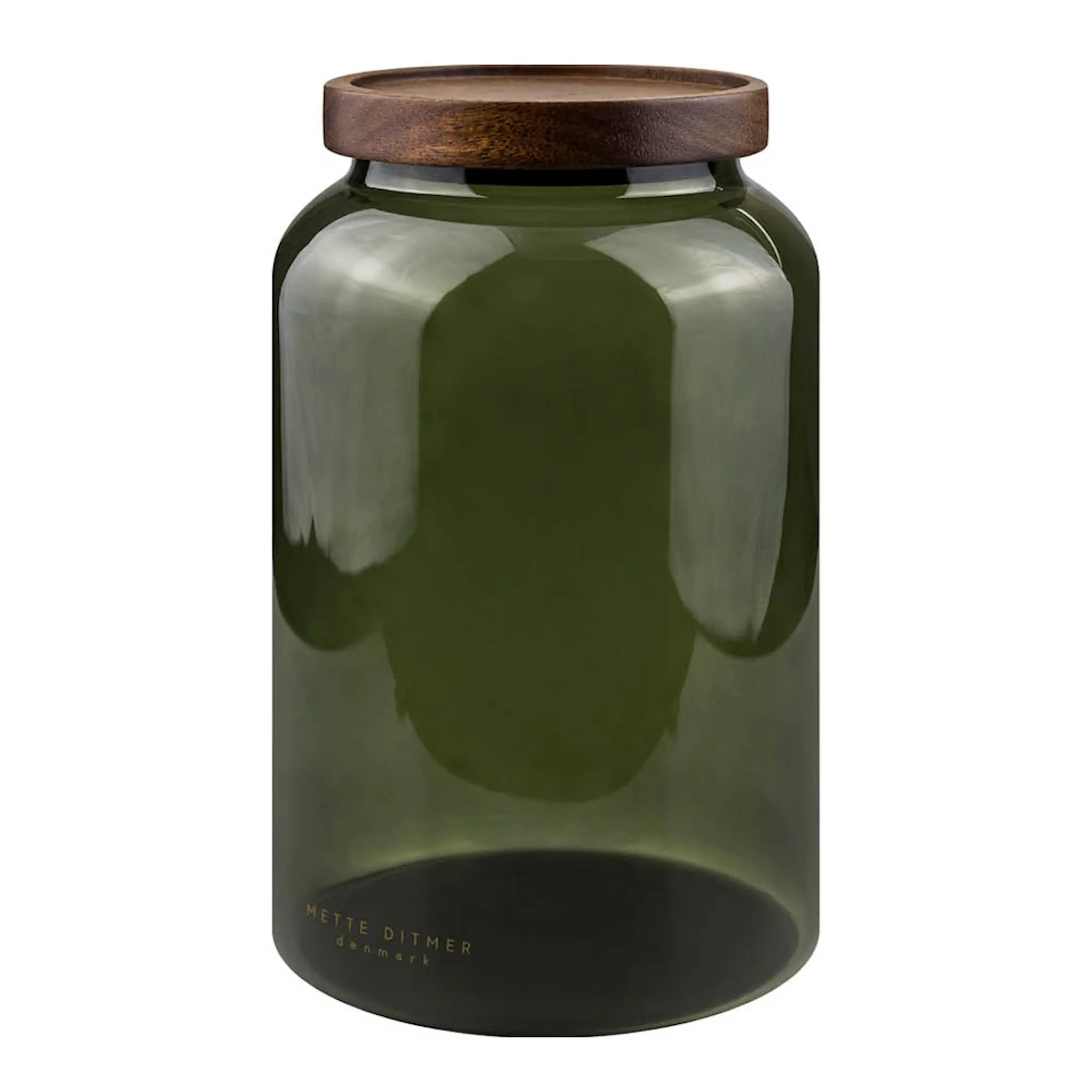 Mette Ditmer Luna glasburk med lock 20 cm dark forest/akaciaträ