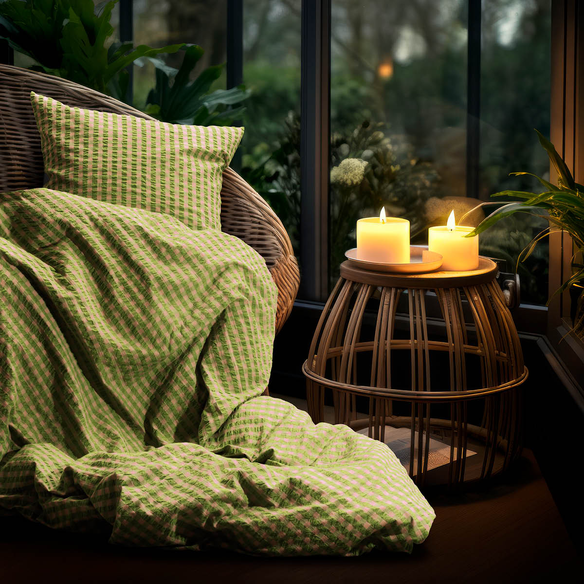 Juna Bæk&Bølge sengetøy 150x210 cm grønn/soft pink