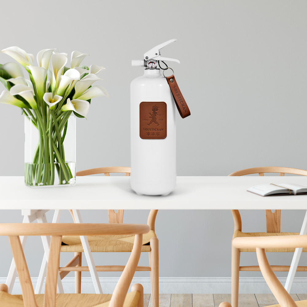 SOLSTICKAN Solstickan Brandsläckare 2 kg Vit/Läder Mörkbrun