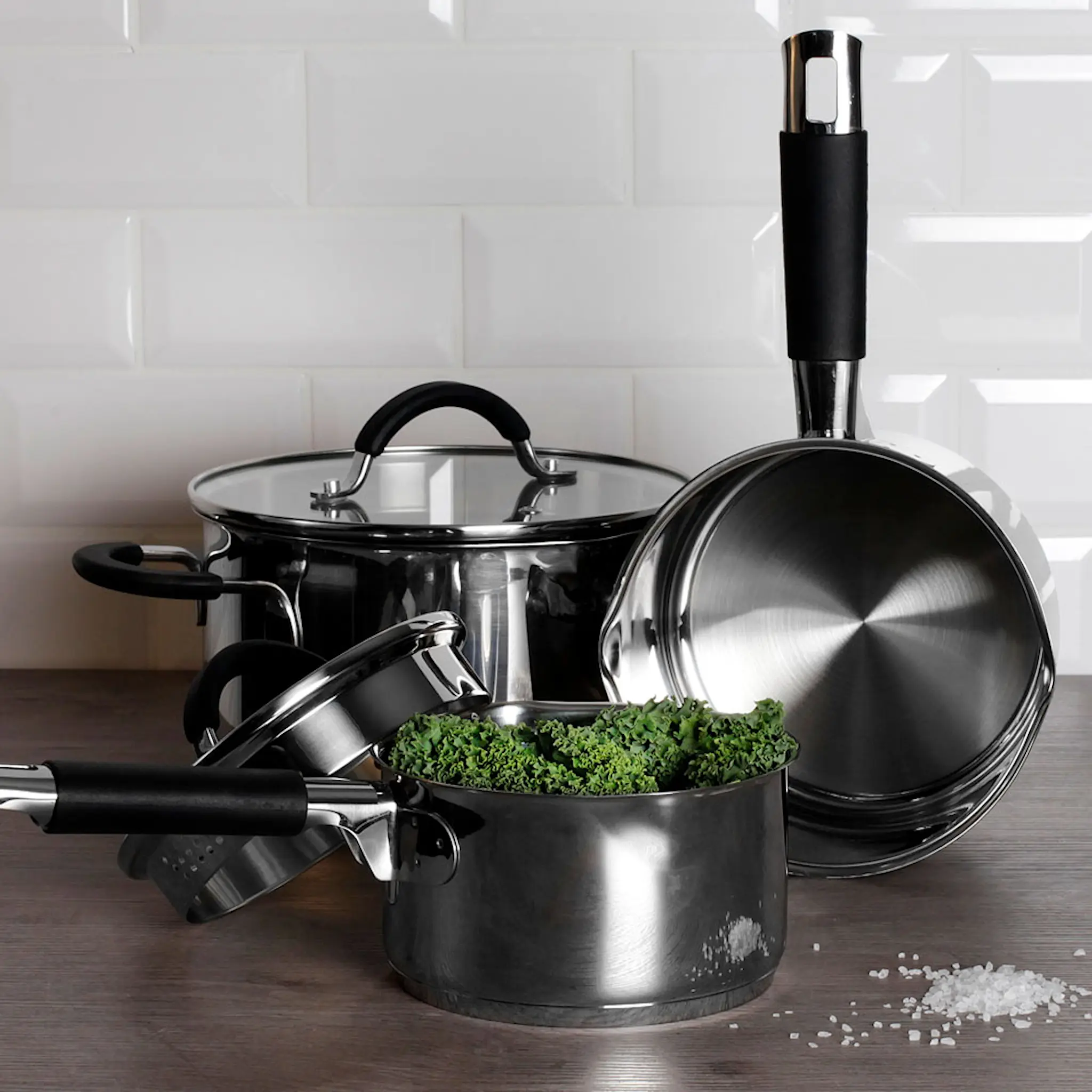 Anders Petter Backaryd Kastrullset 3 delar med glaslock