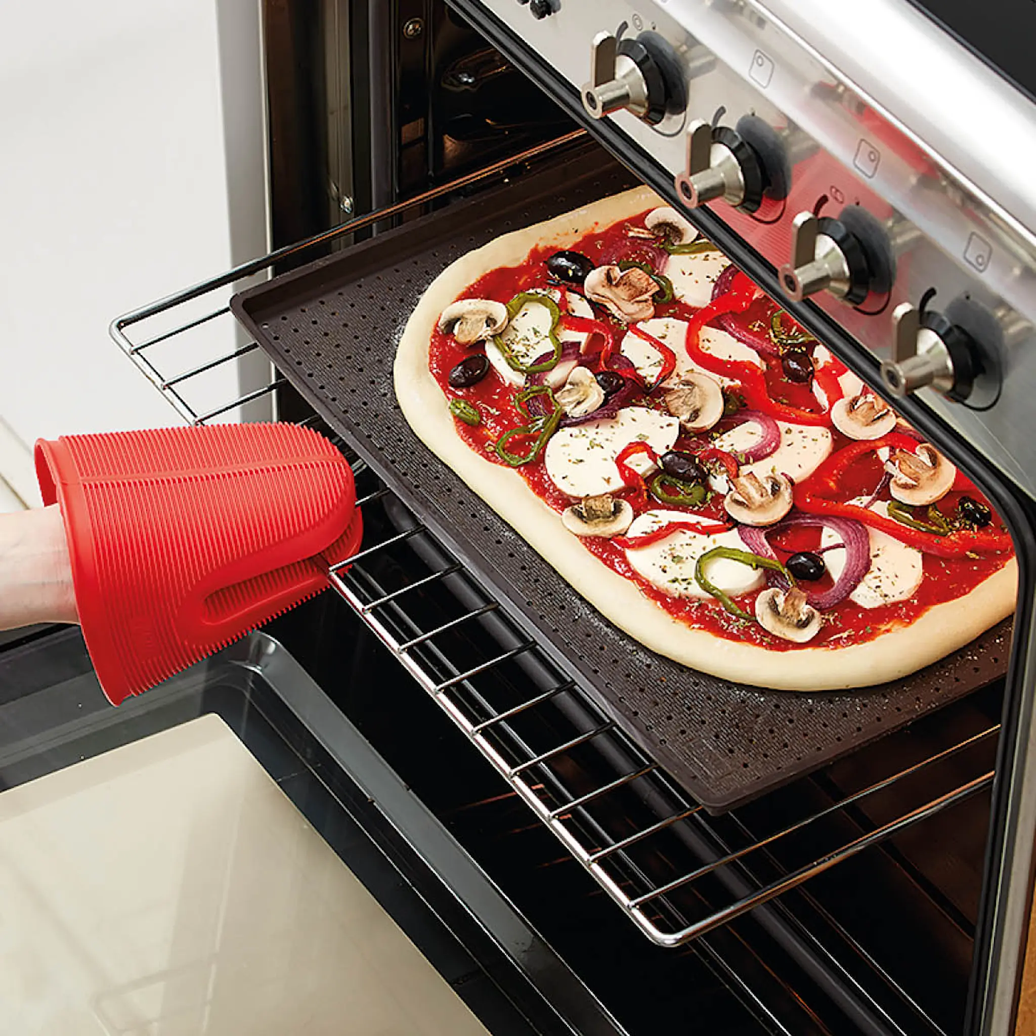 Lékué Pizzamatta för krispig botten rektangulär 40x30 cm brun