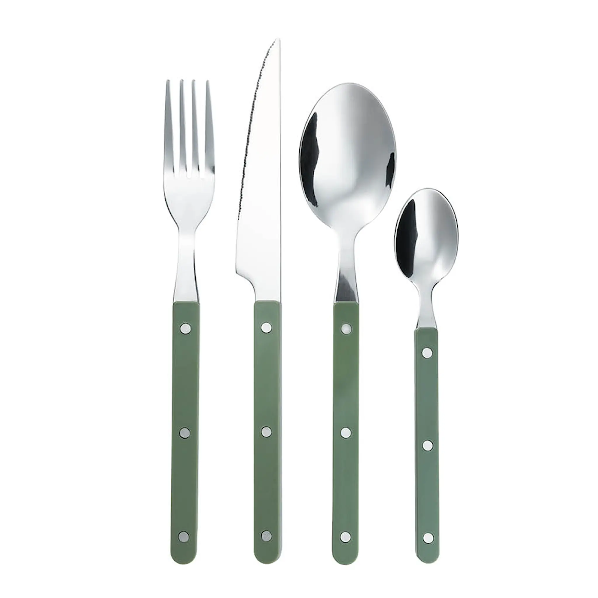 Stiernholm Prima Verde bestickset 4-pack stål/grön
