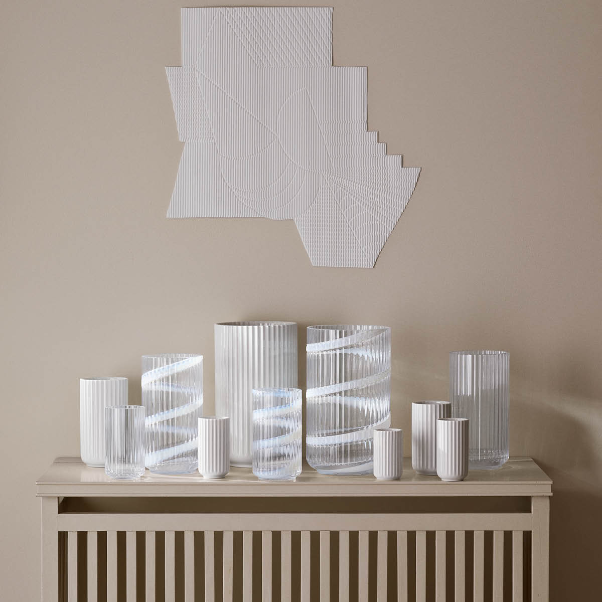 Lyngby Porcelæn Vas munblåst glas 20,5 cm swirl white