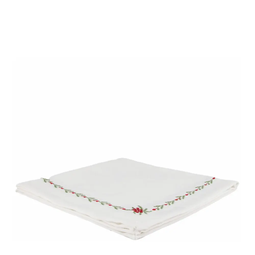 Julia serviett i bomull med broderi 45x45 cm hvit
