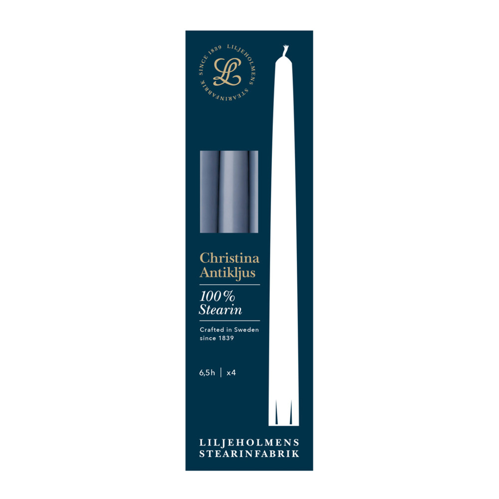 Liljeholmens - Christina Antiikkikynttilä 26 cm 4 kpl Sininen