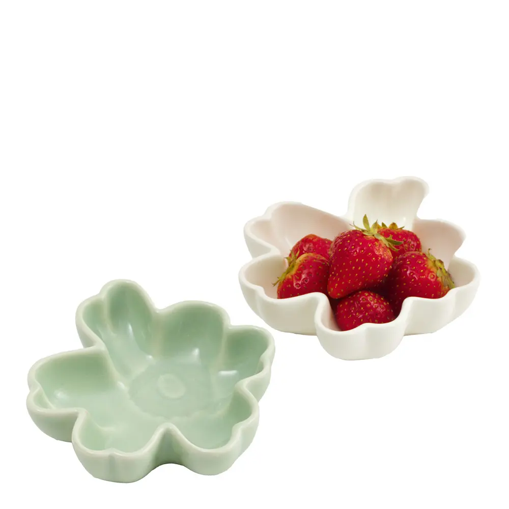 Unikko bolle 11 cm 2 stk blomsterform hvit/grønn