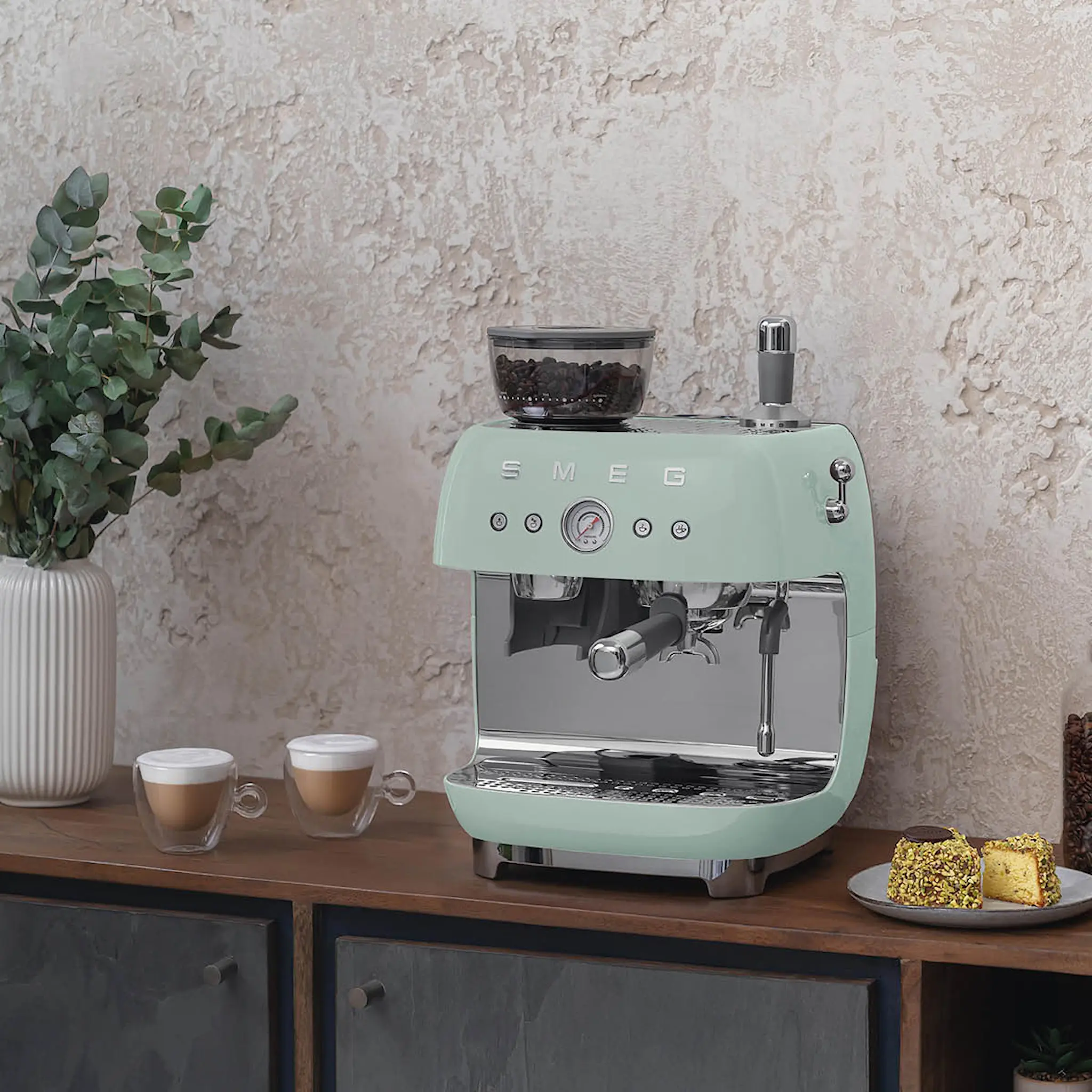 Smeg Smeg Manuell Kaffemaskin med Kvarn EGF03 Pastellgrön