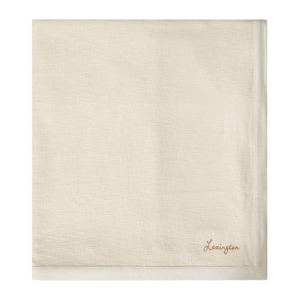 Lexington Fiskbensmönstrat överkast bomull 260x240 cm ljusbeige