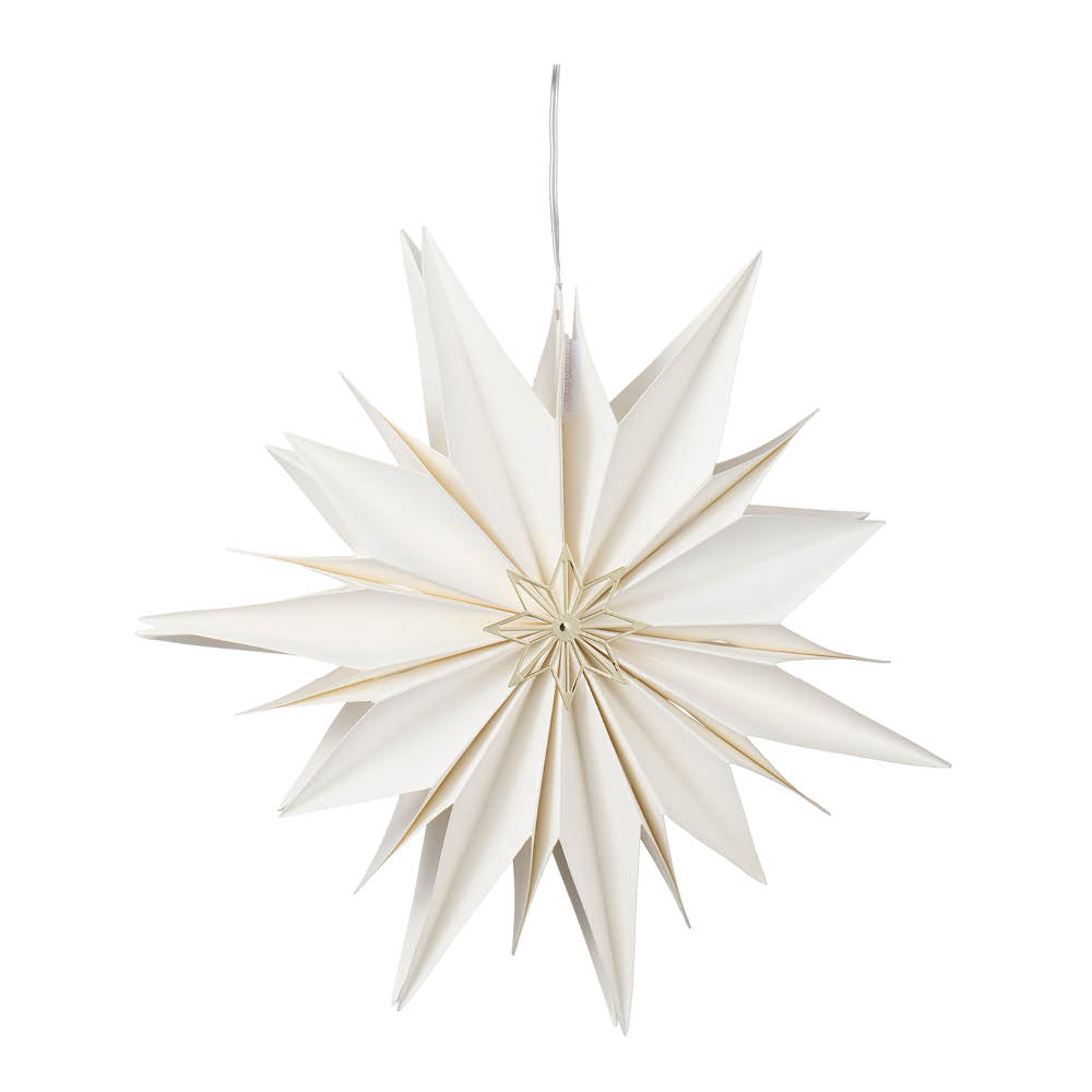 Holmen Sofia adventsstjerne med lys 30x30 cm hvit