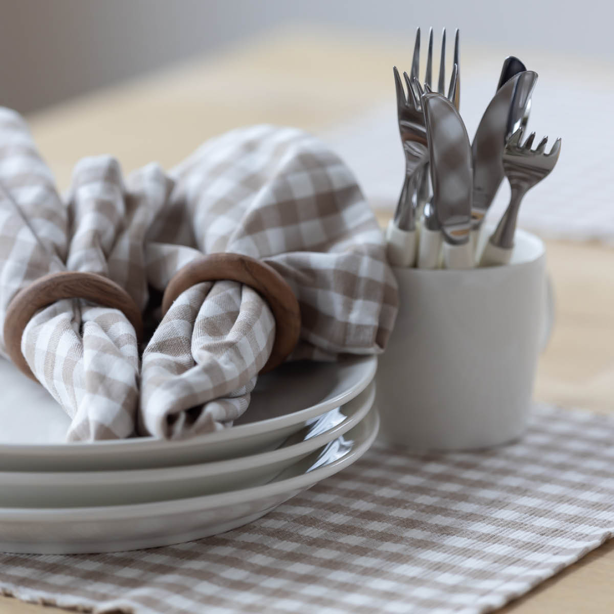 Sögne Home Serviett 45x45 cm beige/hvit