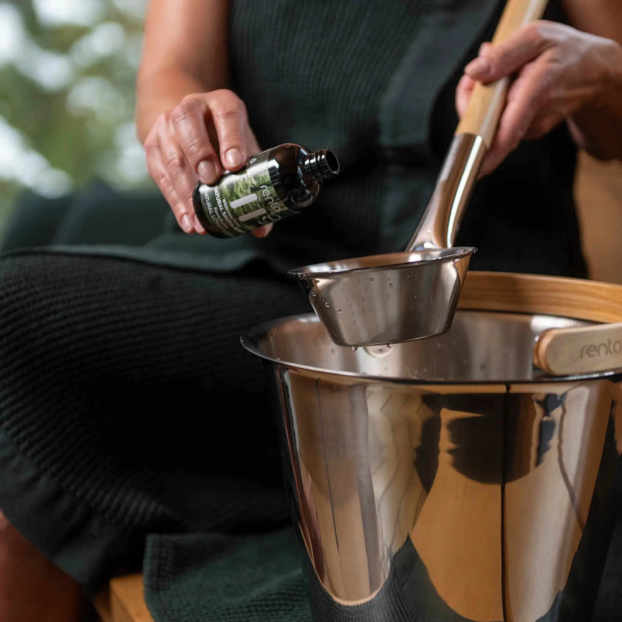 Rento Bastuskopa 50,5 cm stål/björk