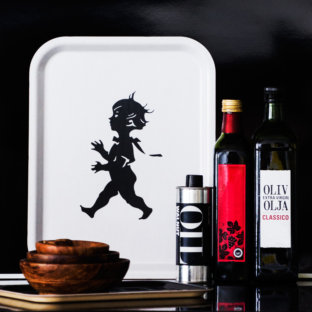 SOLSTICKAN Bricka 36x28 cm Vit/Svart