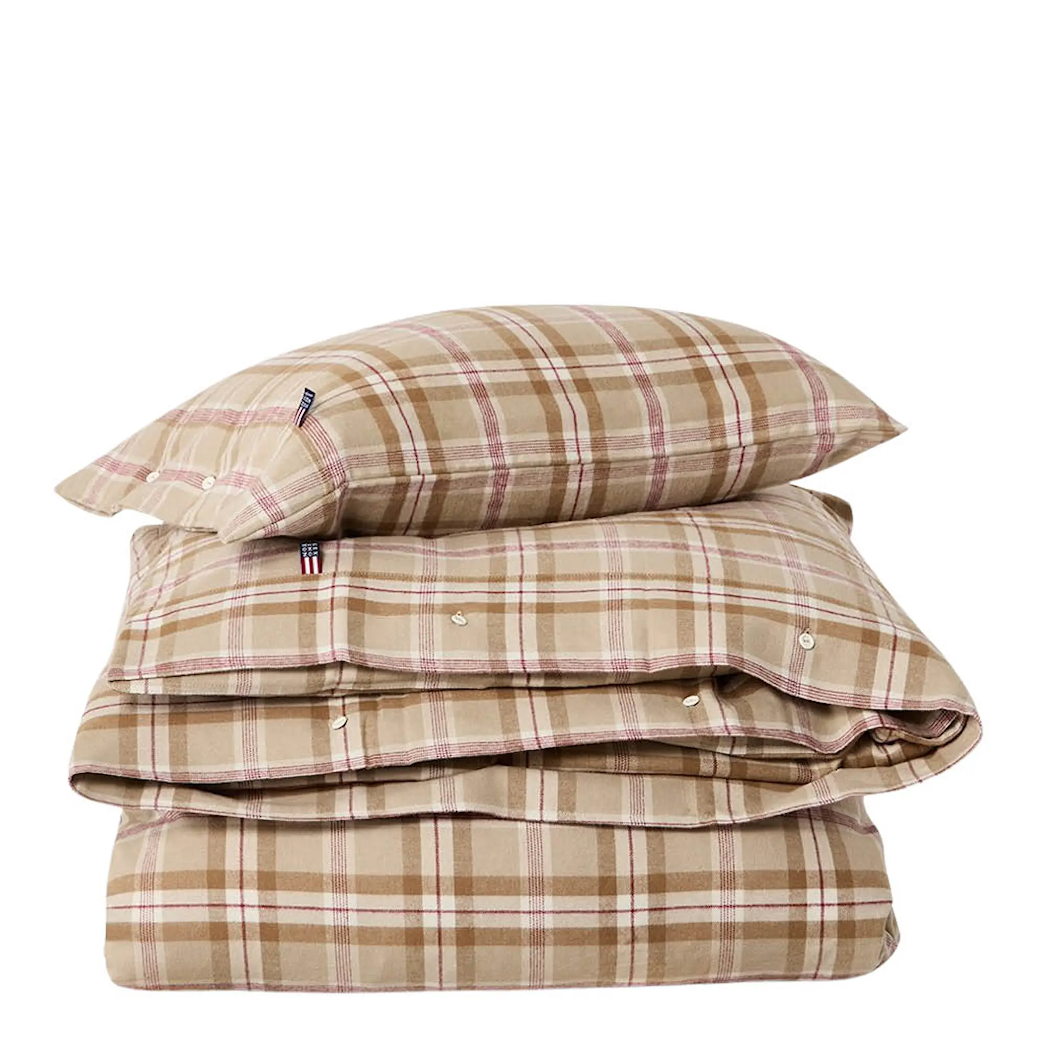 Lexington Påslakanset 150x210 cm bomullsflanell rutigt fudge/beige/fig