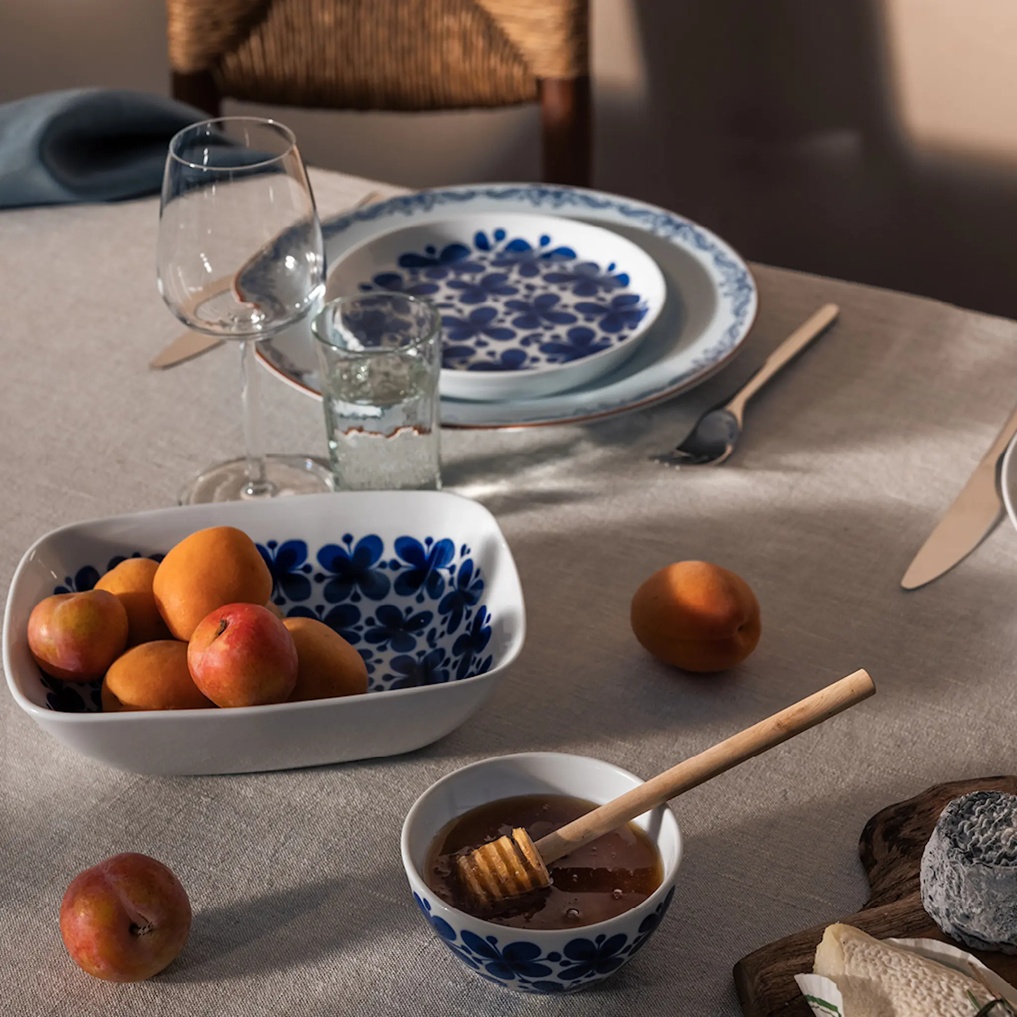 Rörstrand Mon Amie rektangulär skål 21 cm blå/vit