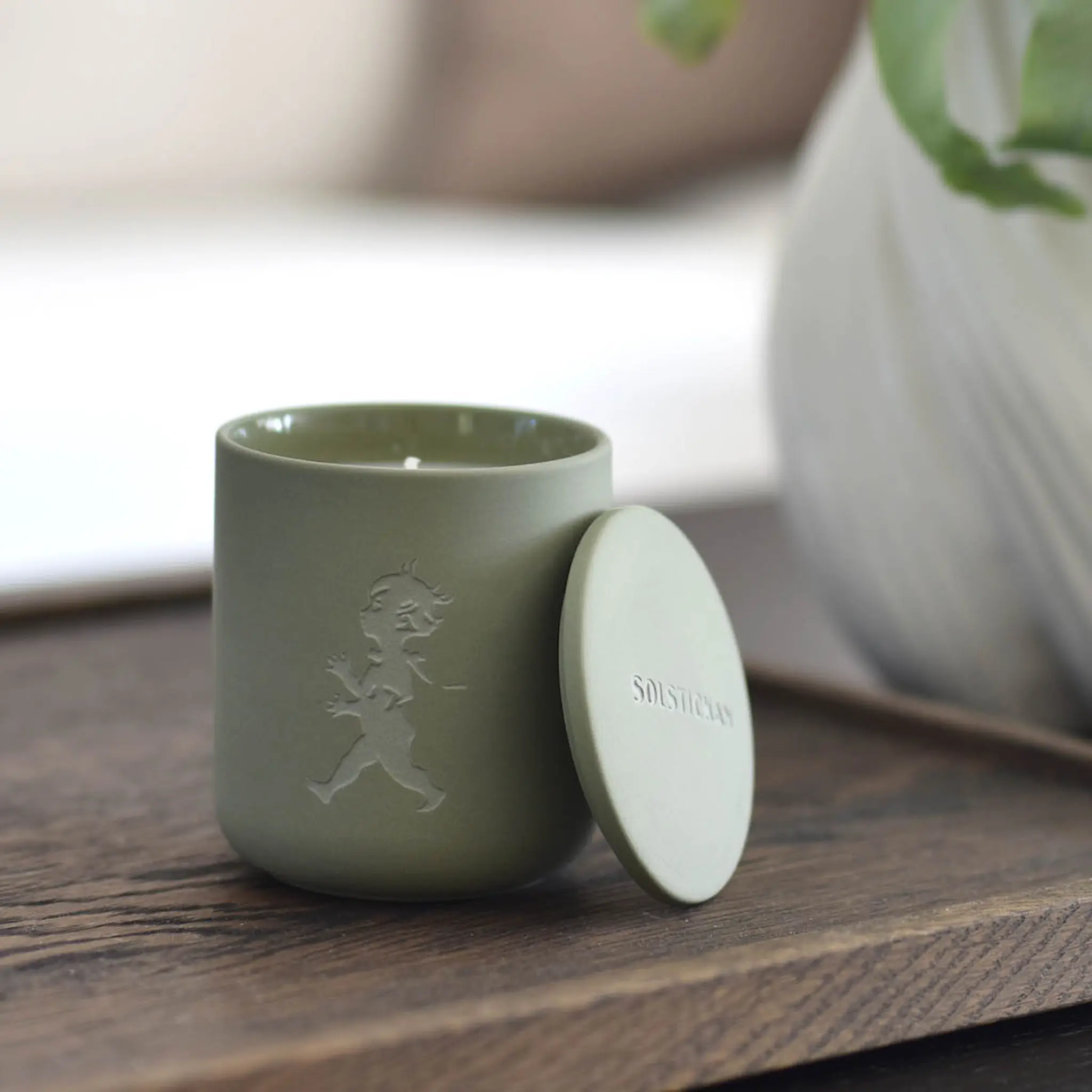 SOLSTICKAN Duftlys i keramikk 9×7,5 cm grønn (ibentré)