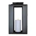 Lykta med LED-blockljus 18x35 cm vit/svart