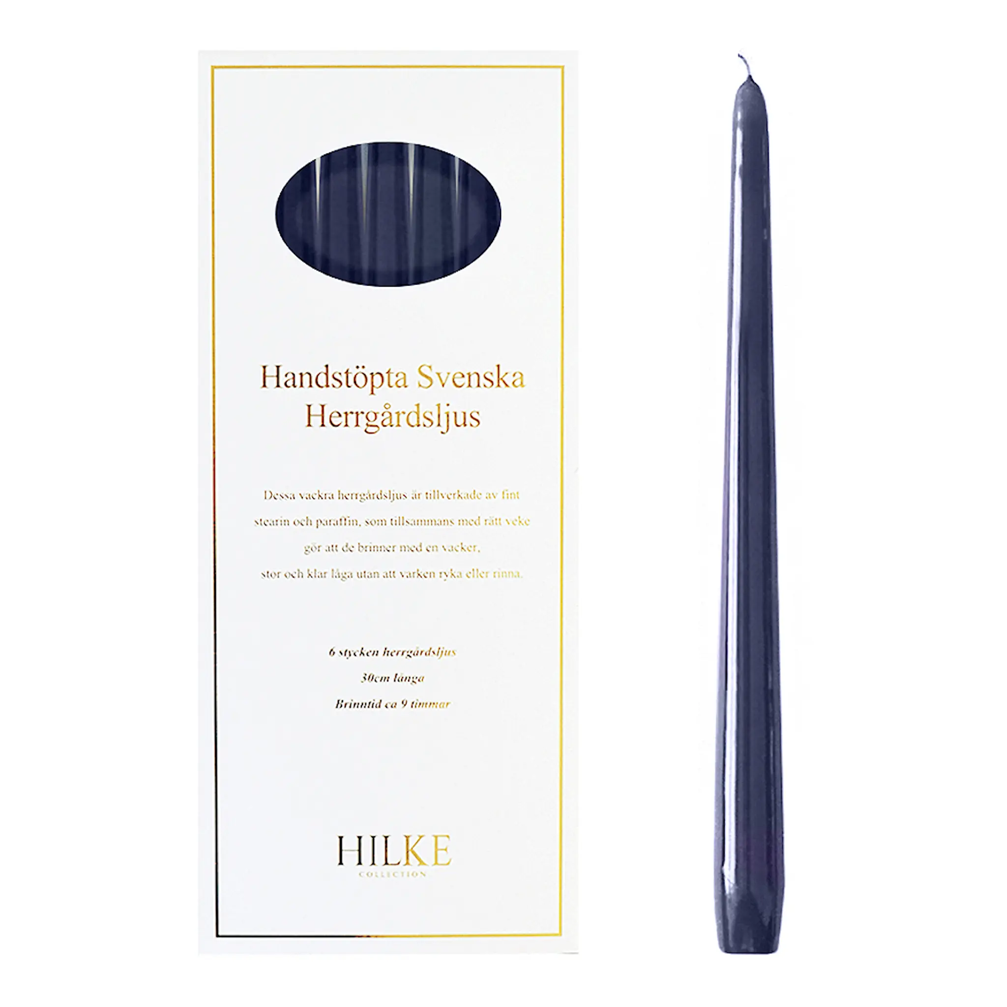 Hilke Herrgårdsljus 30 cm 6-pack Blågrå