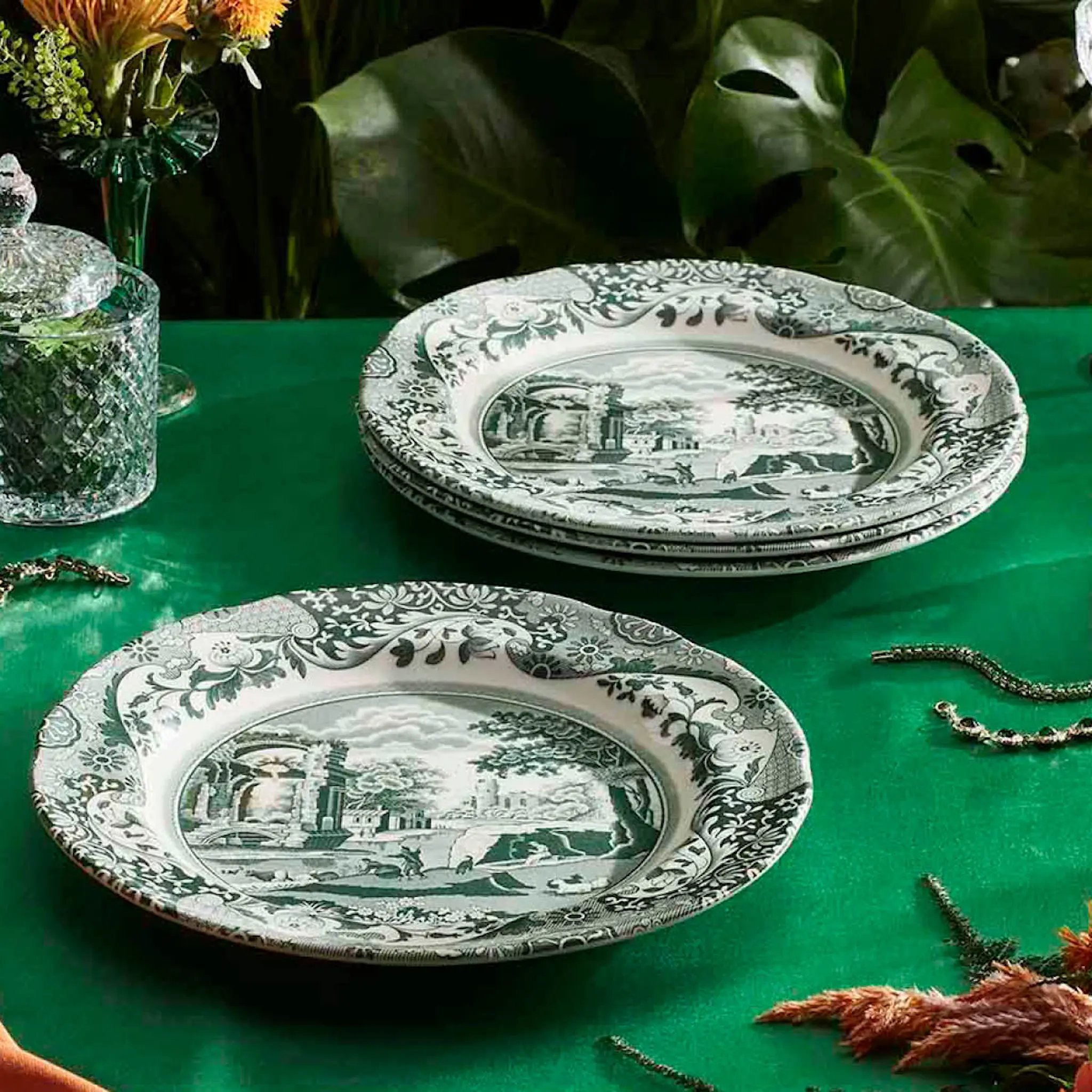 Spode Heritage Green Italian tallrik 27 cm grön/vit