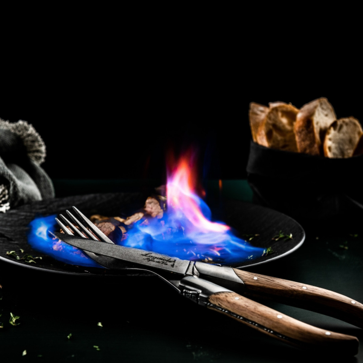 Laguiole Style de Vie Grillbestick gaffel 22 cm 6-pack Oak Stonewash