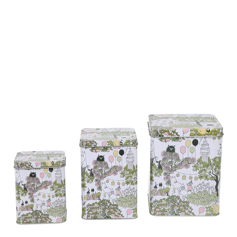 Martinex Mumin fyrkantig burk trädgård 3 delar grön