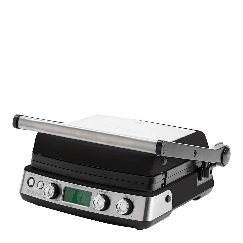 GreenPan Elite kontaktgrill med vaffelplate blank svart