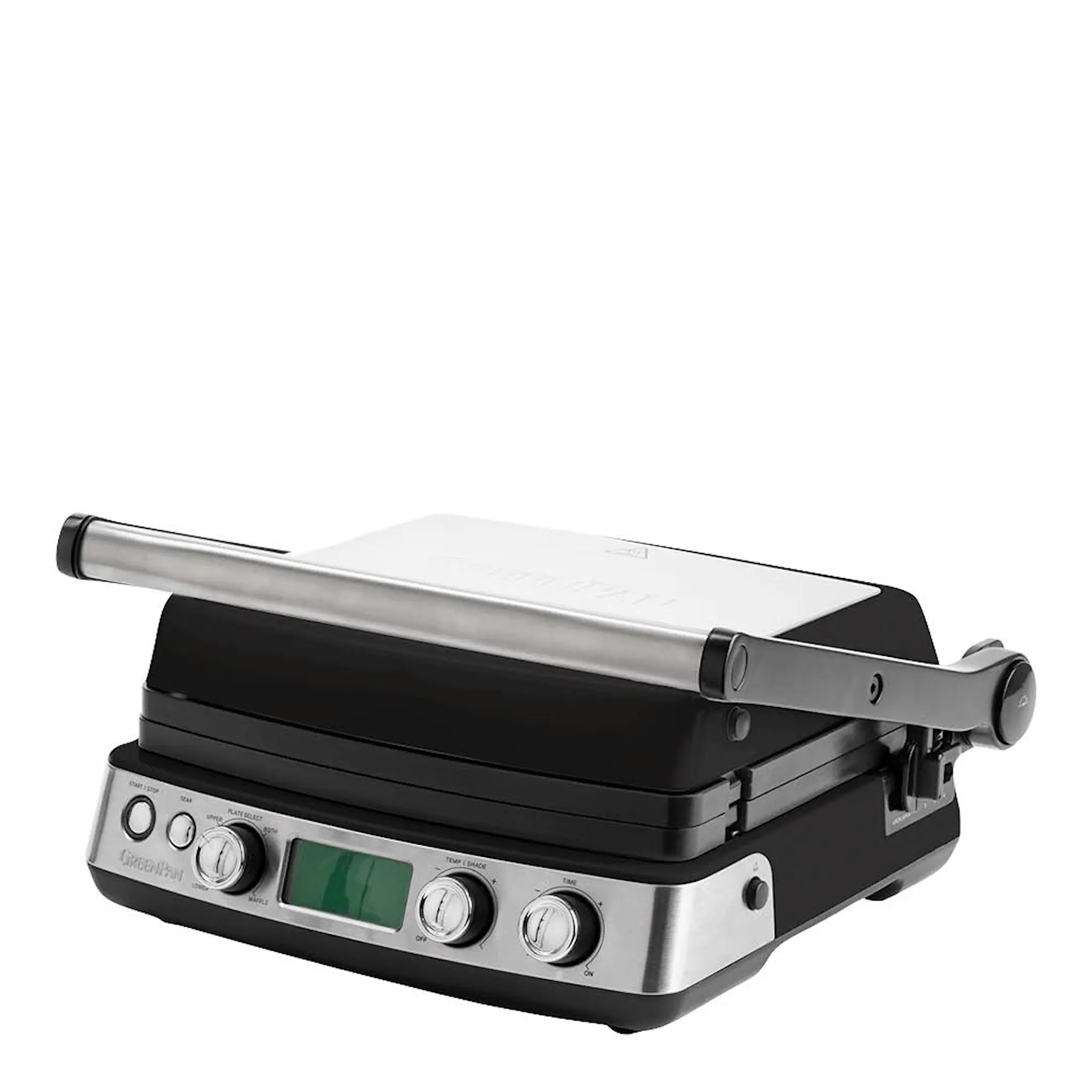 GreenPan Elite kontaktgrill med vaffelplate blank svart