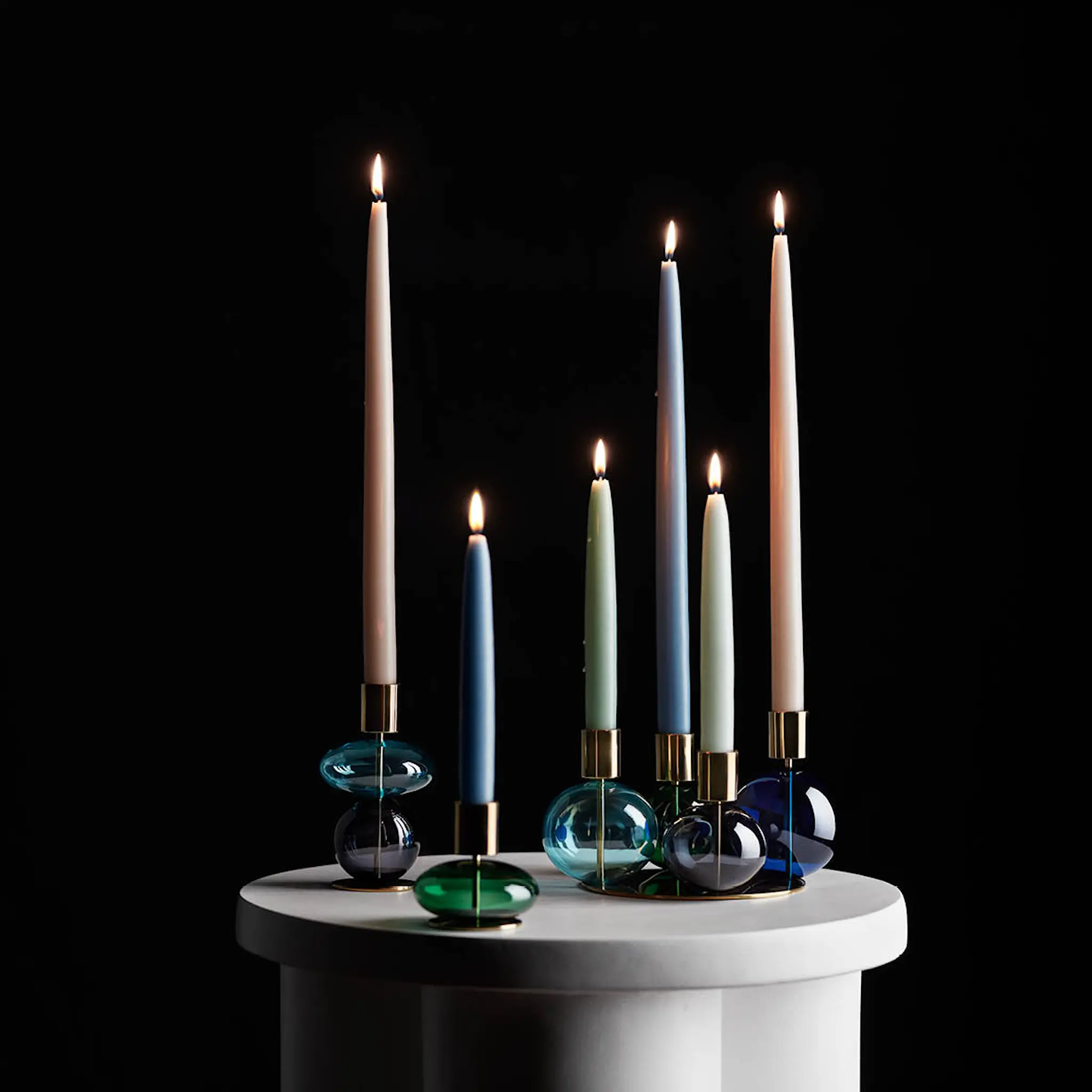 Holmegaard Bubble lysestake 14 cm blå/grønn/smoke