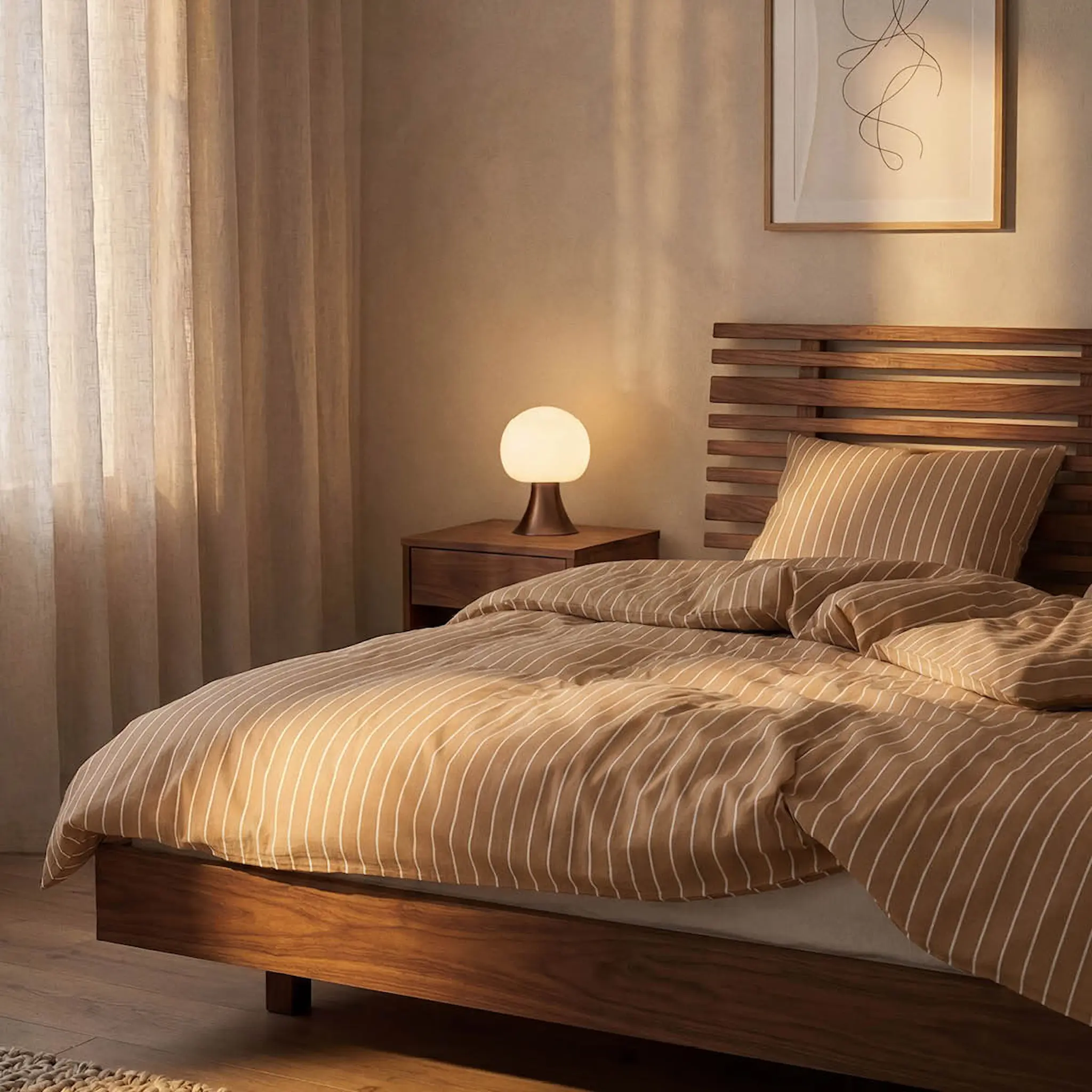 Juna Soft påslakanset 200x220 cm karamell/offwhite