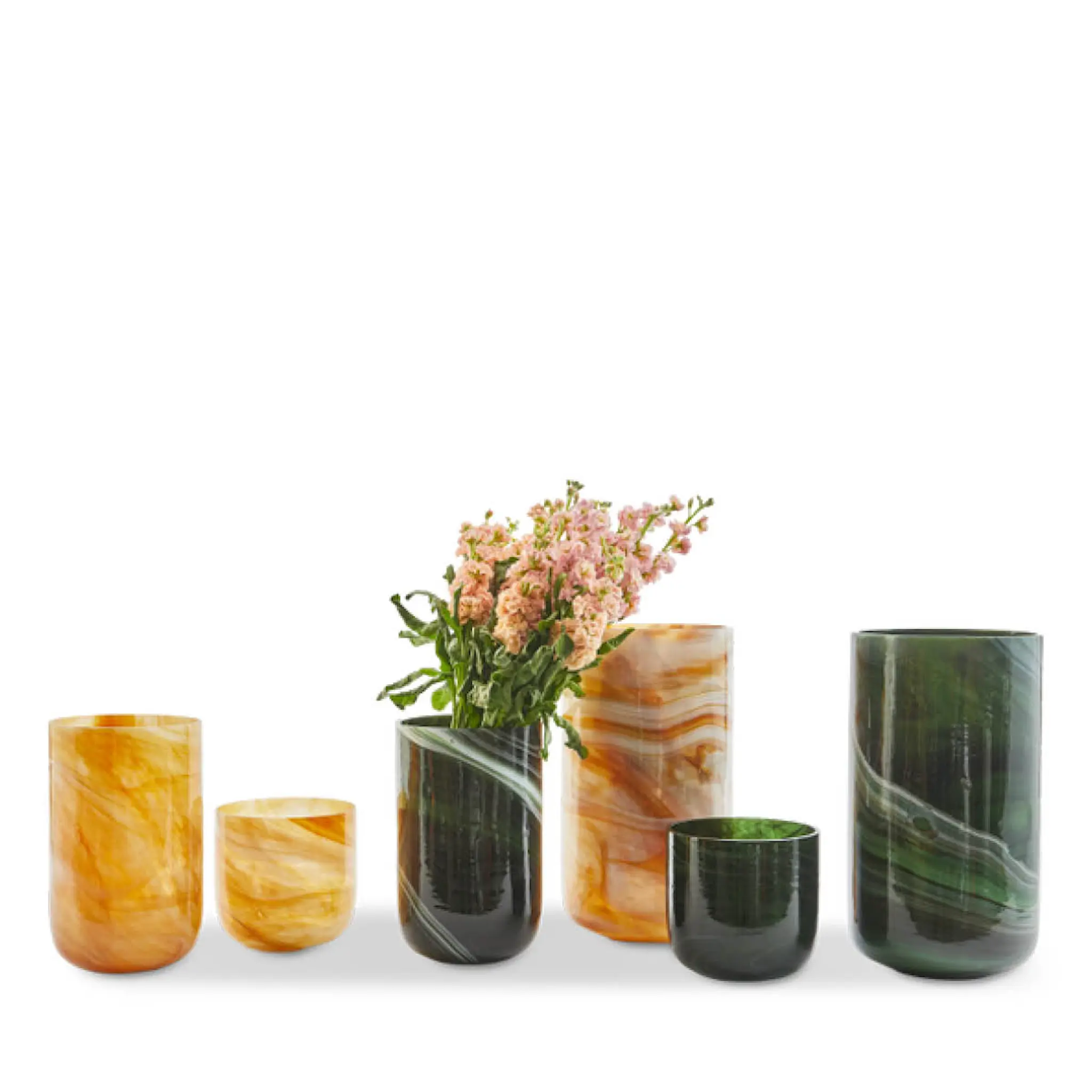 Pols Potten Marbled vas i marmorerat glas L 40,5 cm mörkgrön