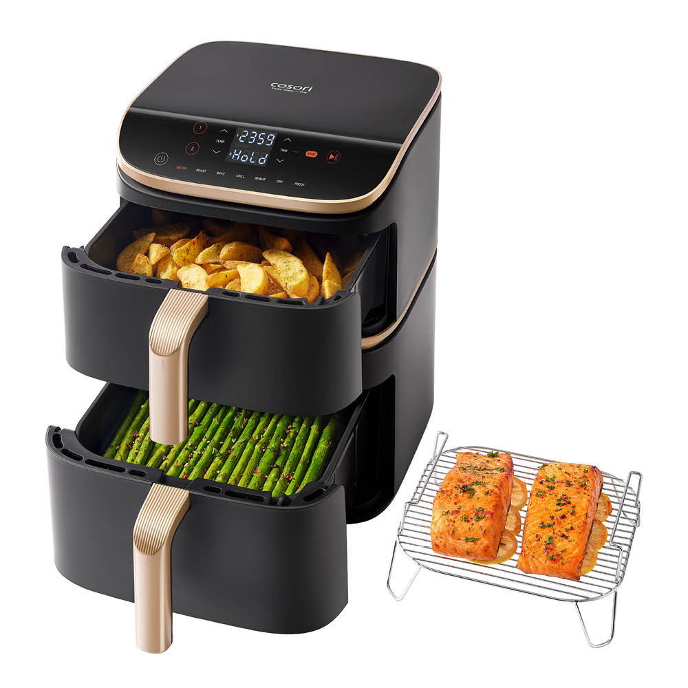 Cosori Turbo Tower Pro Airfryer 10,8 L Tummanharmaa/Ruusukulta