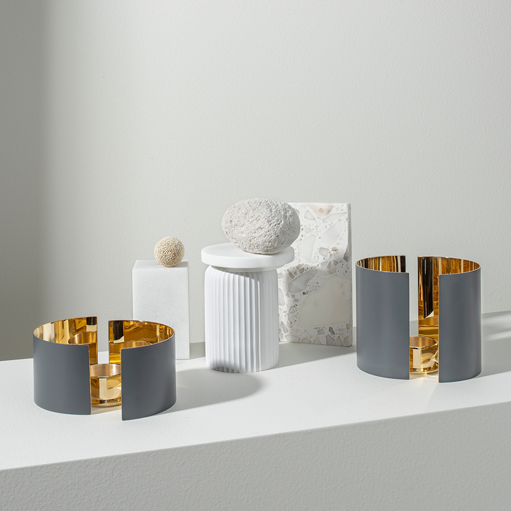 Skultuna Infinity Ljuslykta 3 delar 6 cm Mörkgrå