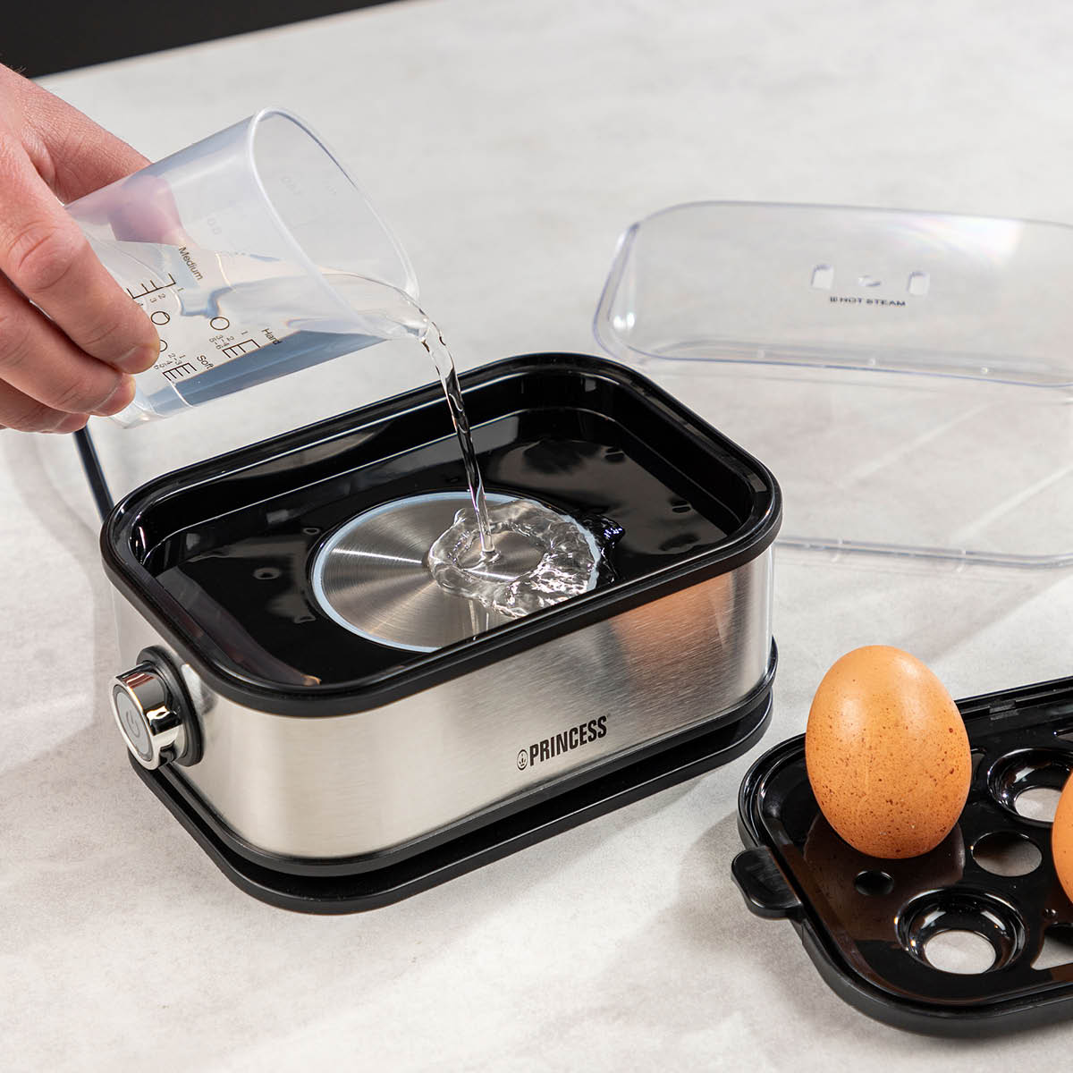 PRINCESS Äggkokare för 6 ägg 400W rostfritt stål